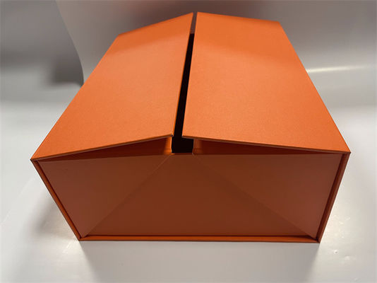 Oranje opvouwbare papieren doos CMYK rechthoekige kartonnen doos met deksel