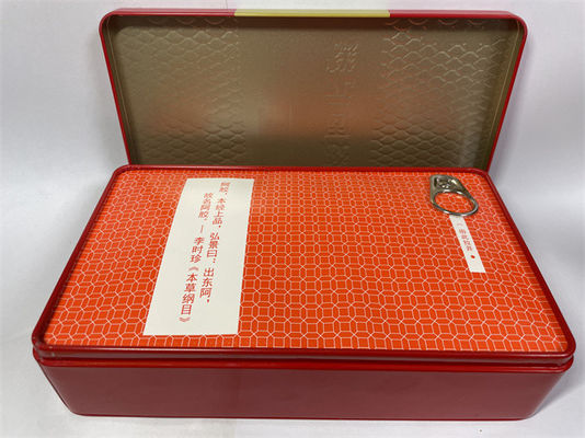 Rectangular Packaging Tin Box Printed Tin Boxes Met Scharnier / Deksel Sluiting